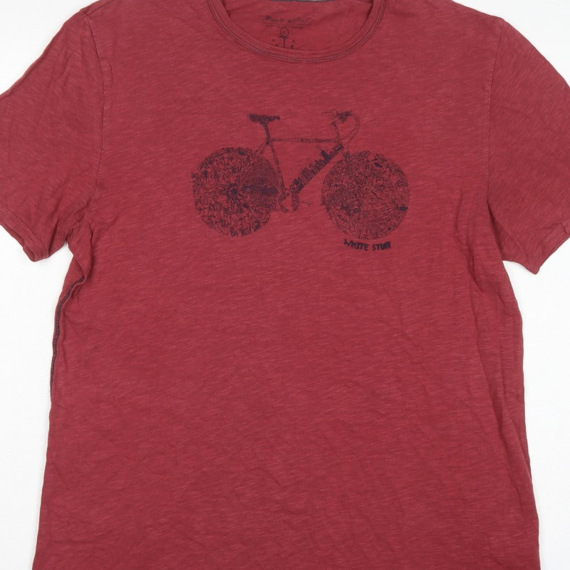 White Stuff Women Red L Basic Cotton Bicycle Graphic T-Shirt