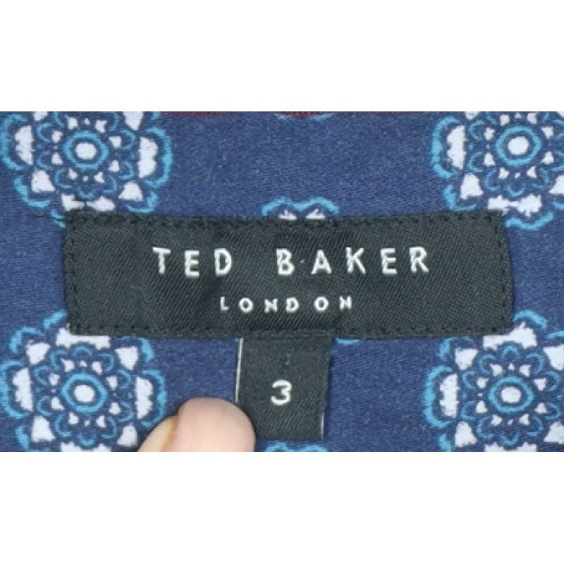 Ted Baker Men’s Purple Striped Cotton Stretch Shirt Size M Long Sleeve