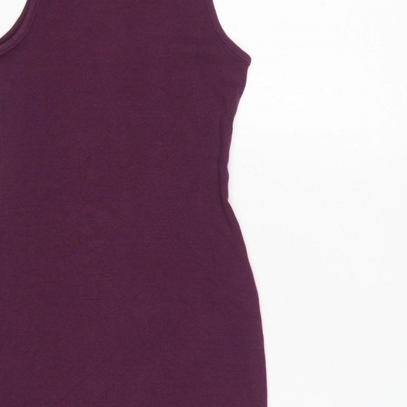 Zara Women Purple S Bodycon Midi Roll Neck Sleeveless Ribbed Dress