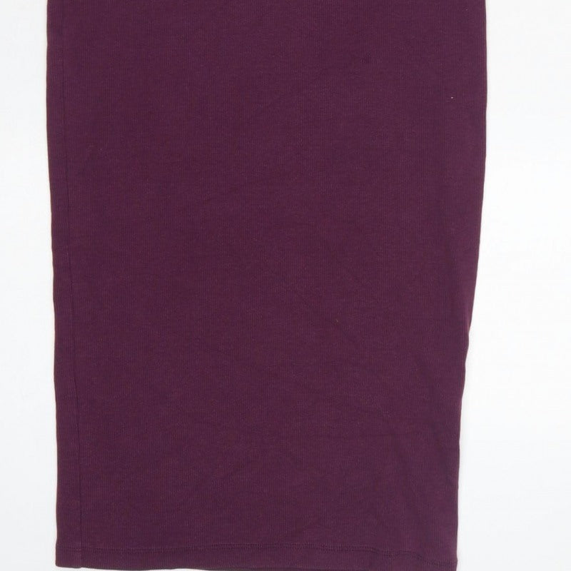 Zara Women Purple S Bodycon Midi Roll Neck Sleeveless Ribbed Dress