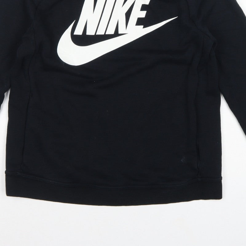 Nike Women’s Black S Pullover Sweatshirt White Logo Raglan Crew Neck