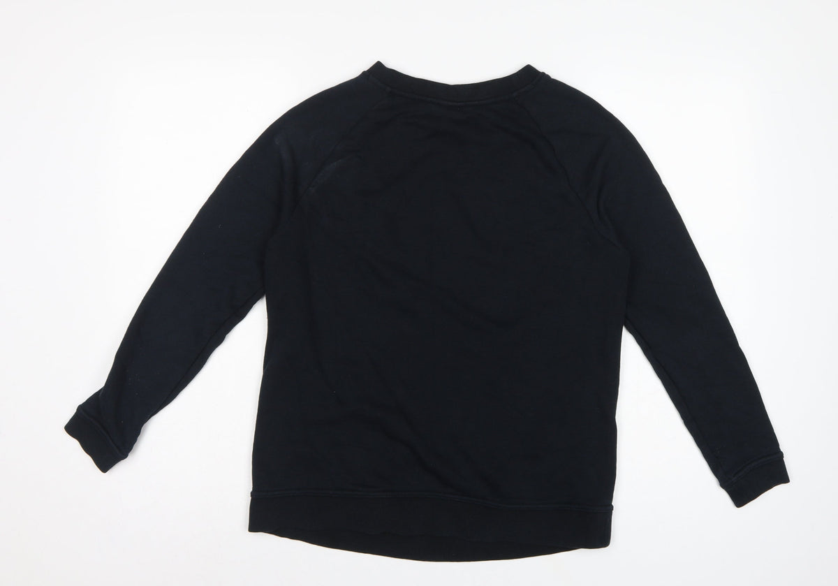 Nike Women’s Black S Pullover Sweatshirt White Logo Raglan Crew Neck