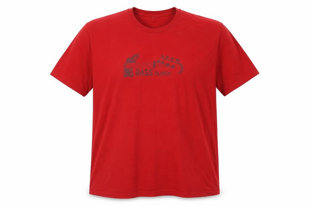 American Apparel Men's Red 2XL Bass Player Graphic Cotton T-Shirt