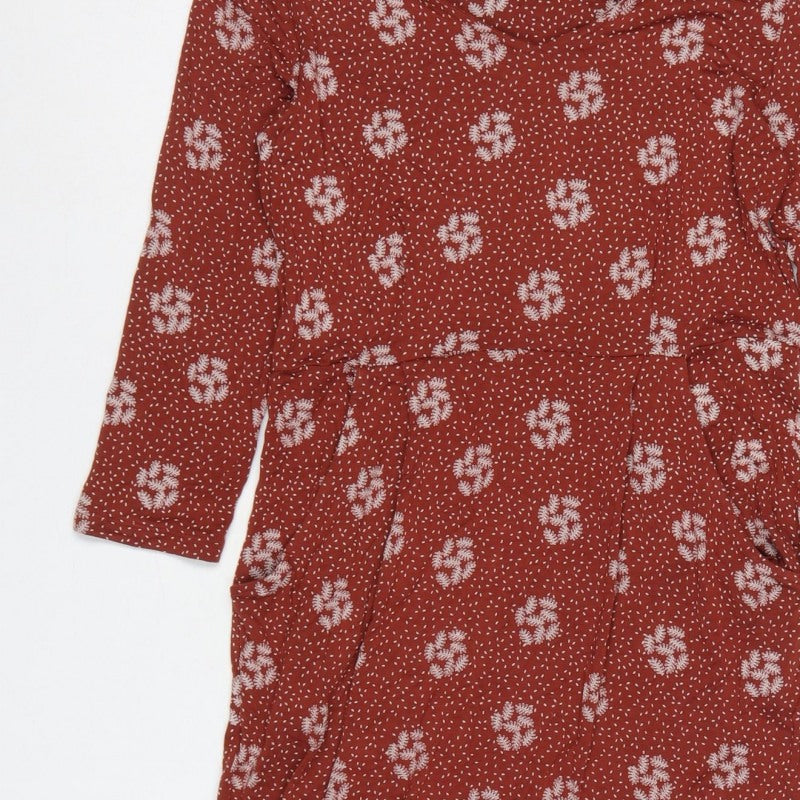 White Stuff Women Red Floral Fit & Flare Knee Length Dress UK 8