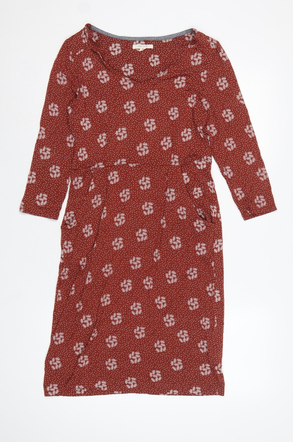 White Stuff Women Red Floral Fit & Flare Knee Length Dress UK 8