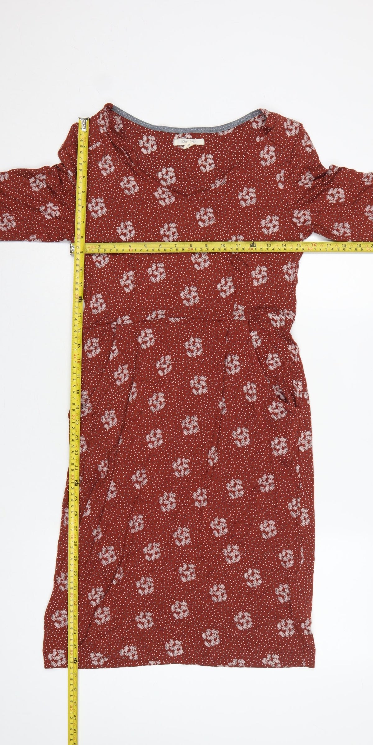 White Stuff Women Red Floral Fit & Flare Knee Length Dress UK 8