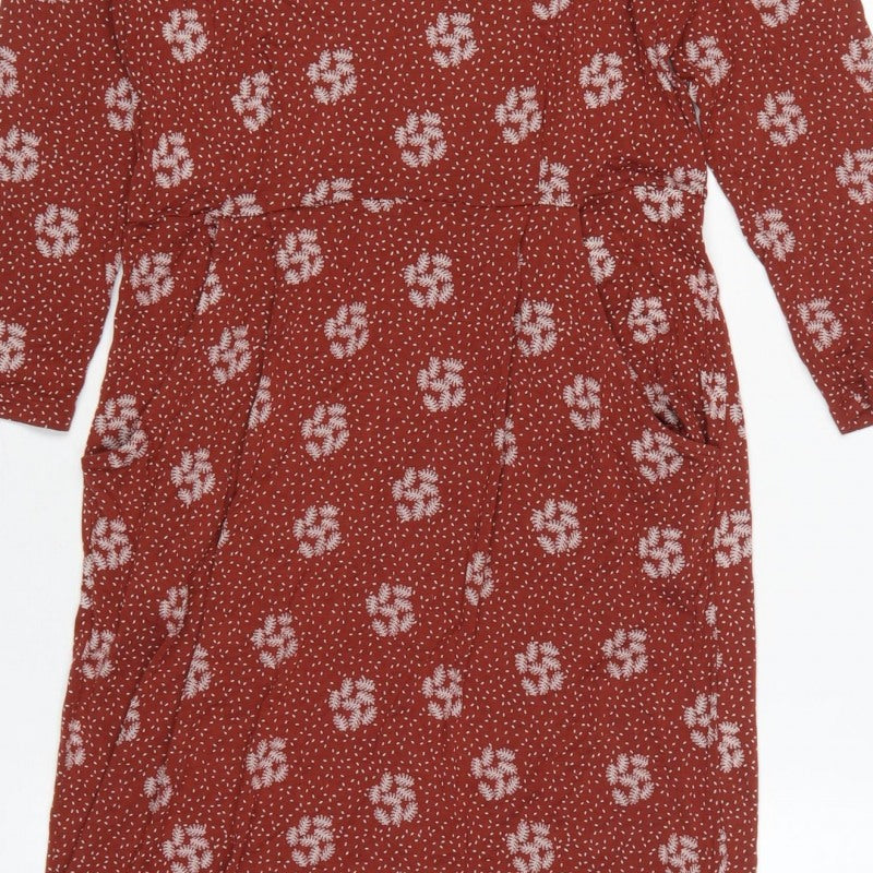 White Stuff Women Red Floral Fit & Flare Knee Length Dress UK 8
