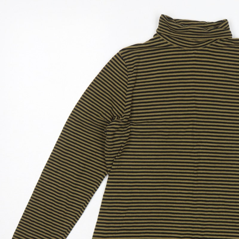 Seasalt Cornwall Women's Green Black Stripe UK 12 Jersey Roll Neck Top