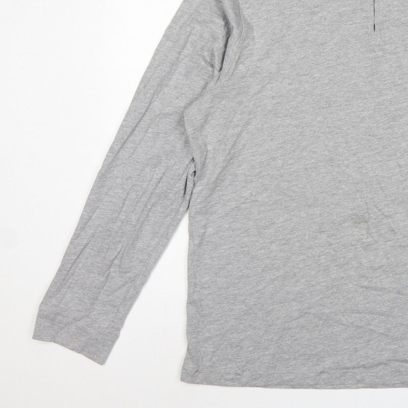 French Connection Men Grey 2XL Long Sleeve 1/4 Zip Polo Shirt