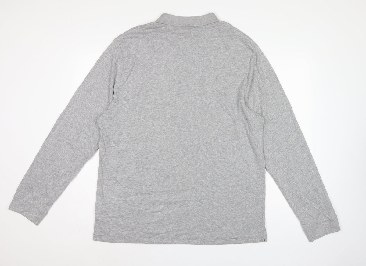 French Connection Men Grey 2XL Long Sleeve 1/4 Zip Polo Shirt