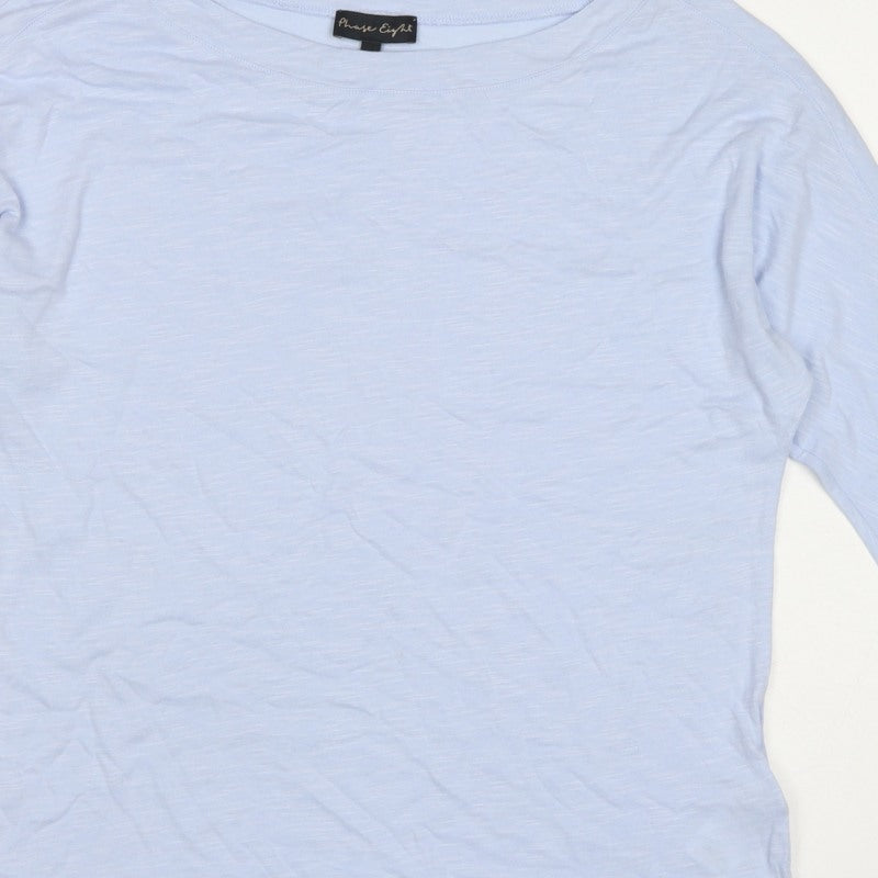 Phase Eight Women Blue UK 12 Modal Cotton Raglan 3/4 Sleeve T-Shirt