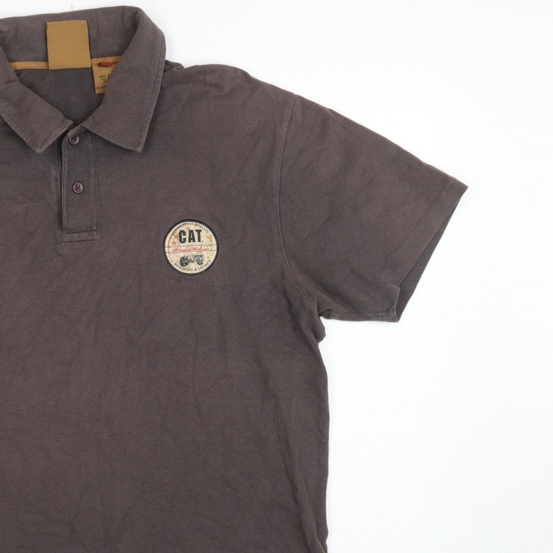 Additional view of CAT men’s brown l premium workwear logo short sleeve polo shirt