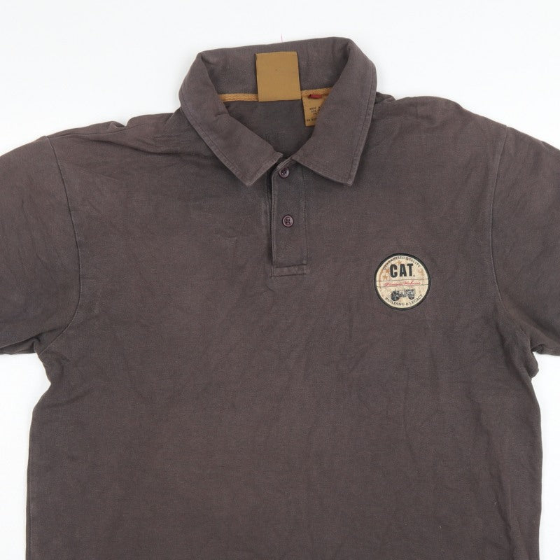 Additional view of CAT men’s brown l premium workwear logo short sleeve polo shirt