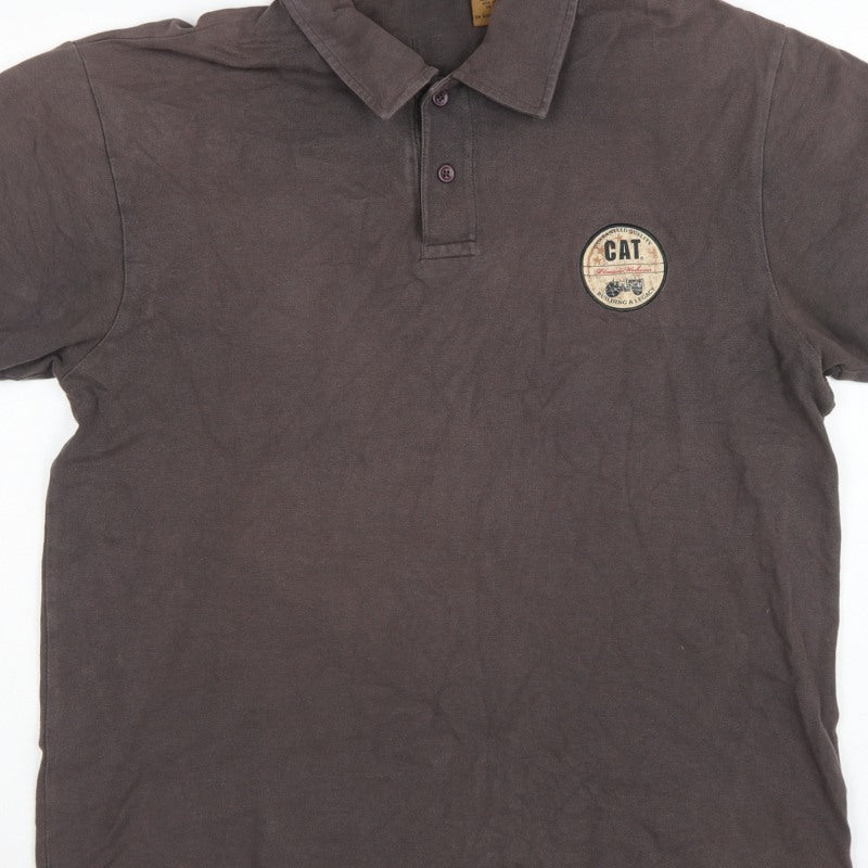 Additional view of CAT men’s brown l premium workwear logo short sleeve polo shirt