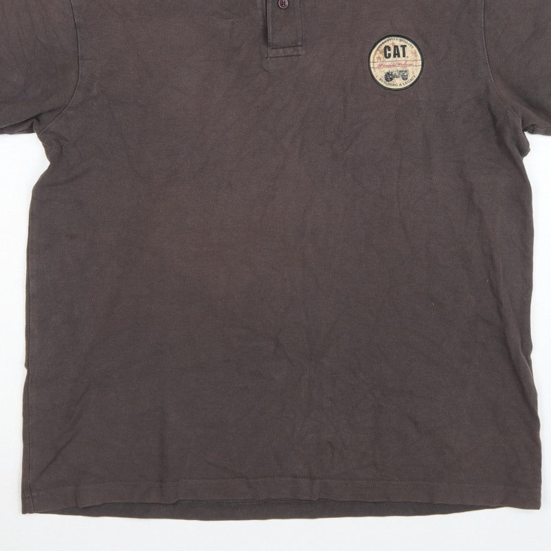 Additional view of CAT men’s brown l premium workwear logo short sleeve polo shirt
