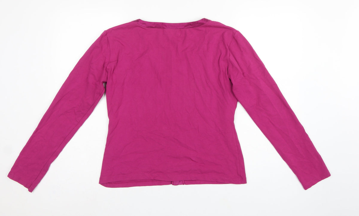 Charles Tyrwhitt Women’s Pink M Cotton Stretch Button-Up Scoop Neck Top