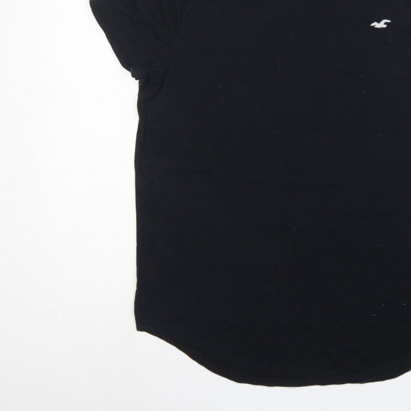 Hollister Unisex Adults Black XL Basic Curved Hem Cotton T-Shirt