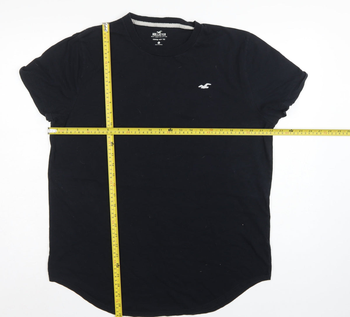 Hollister Unisex Adults Black XL Basic Curved Hem Cotton T-Shirt
