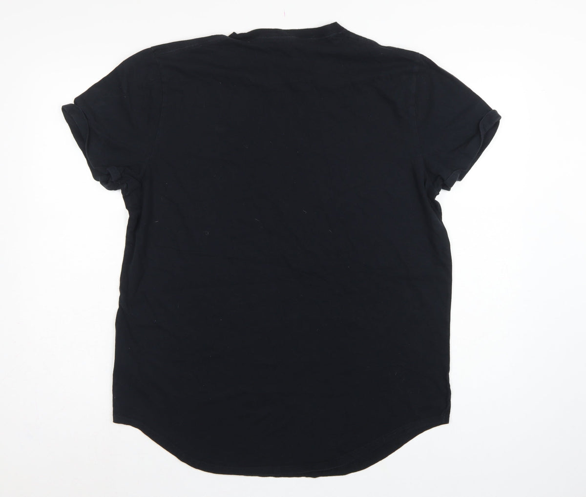 Hollister Unisex Adults Black XL Basic Curved Hem Cotton T-Shirt