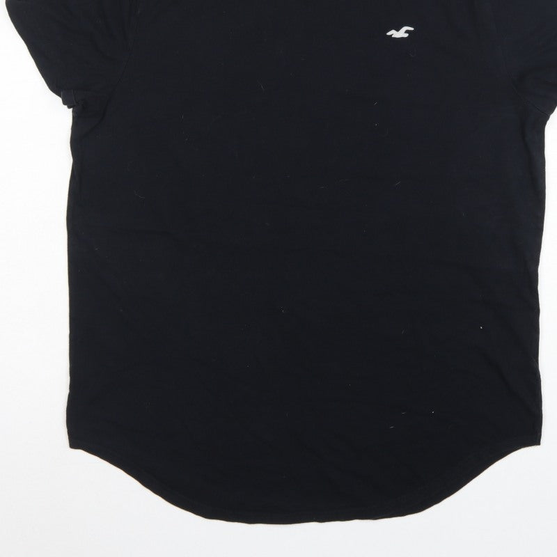Hollister Unisex Adults Black XL Basic Curved Hem Cotton T-Shirt