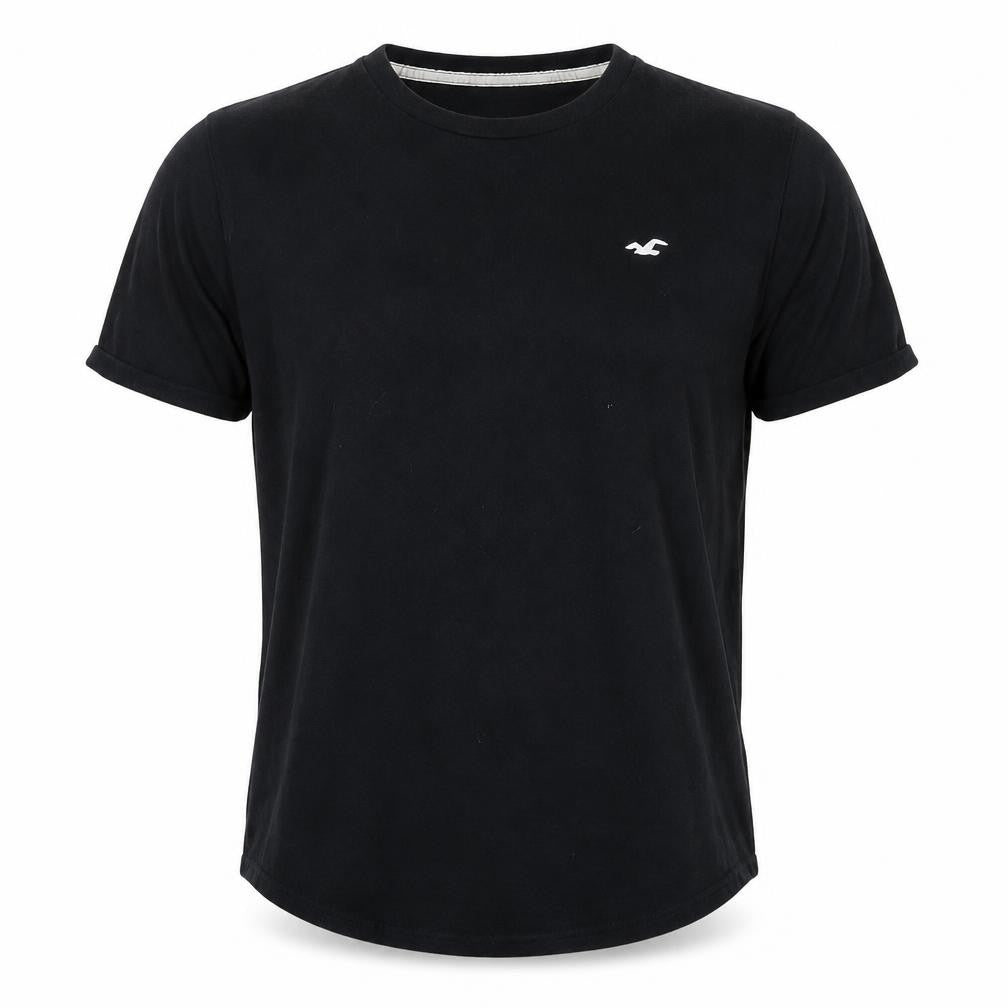 Hollister Unisex Adults Black XL Basic Curved Hem Cotton T-Shirt