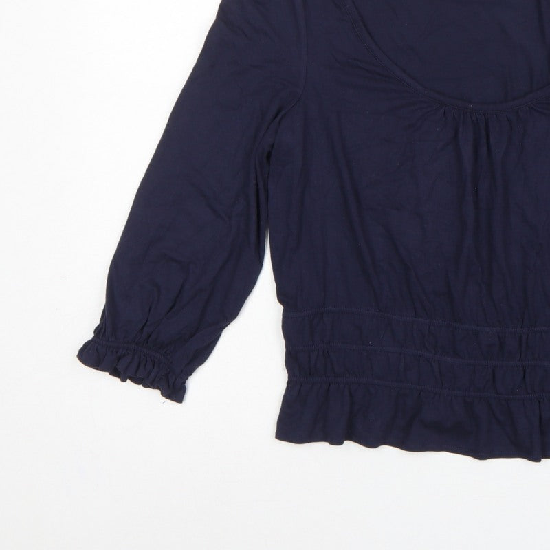 Boden Women Blue UK 12 Jersey Blouse Scoop Neck Balloon Sleeve