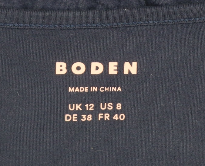 Boden Women Blue UK 12 Jersey Blouse Scoop Neck Balloon Sleeve