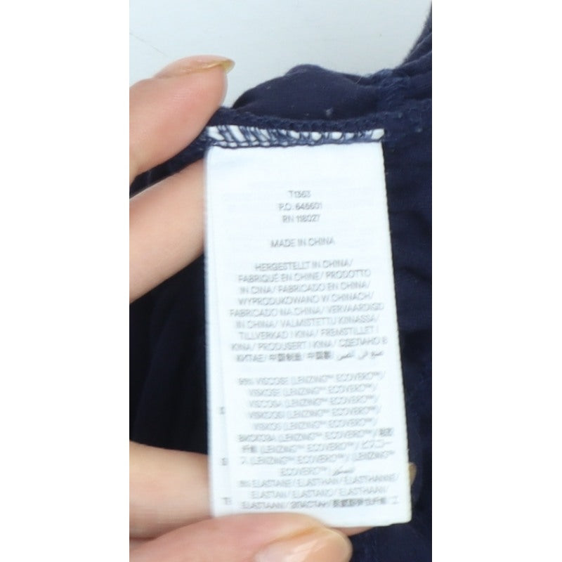 Boden Women Blue UK 12 Jersey Blouse Scoop Neck Balloon Sleeve