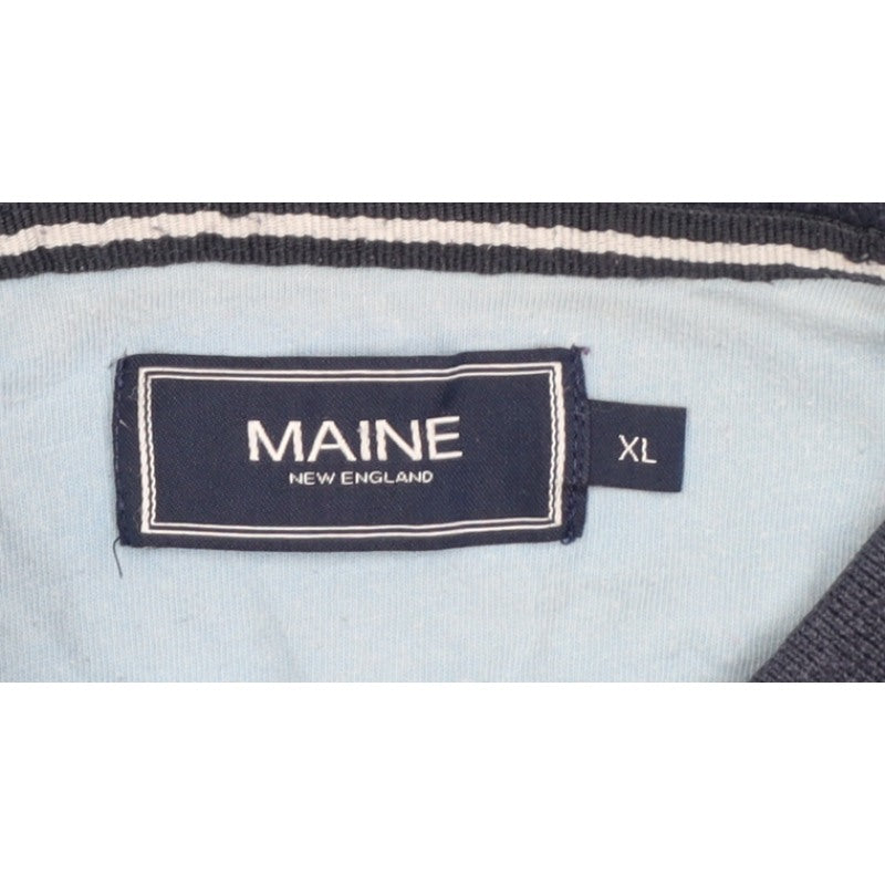 Additional view of Maine New England Men's Blue Striped Cotton Polo Shirt XL Short Sleeve