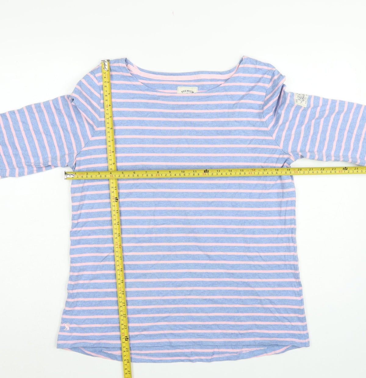 Joules Women Blue Pink Striped Boat Neck Long Sleeve Jersey Top UK 16
