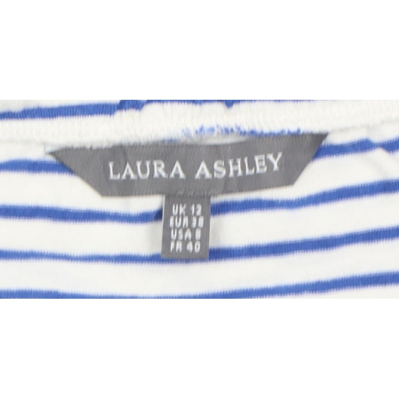 Laura Ashley Women Blue White UK 12 Striped Long Pencil Skirt