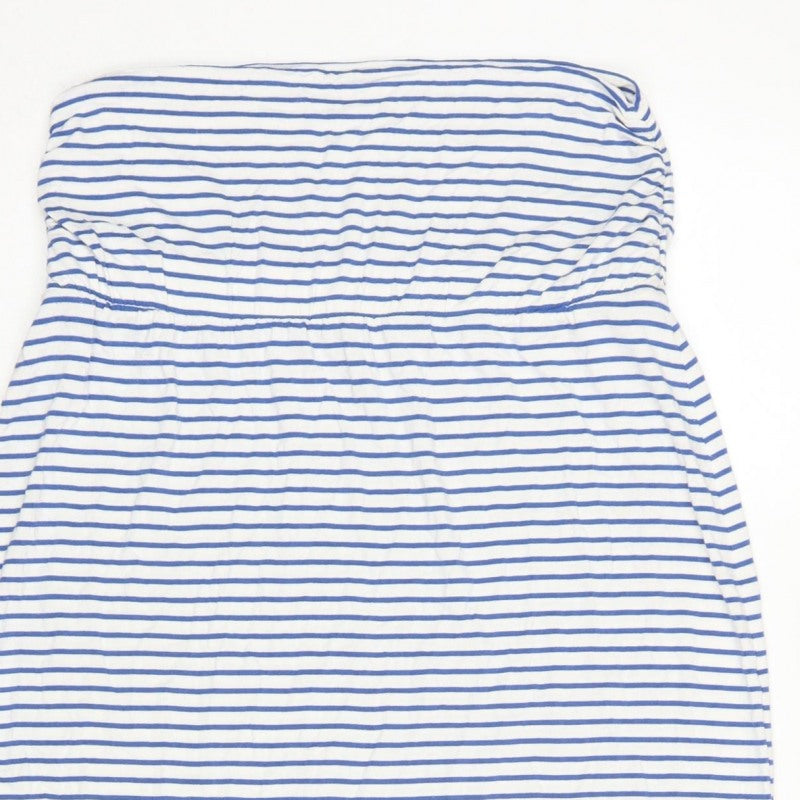 Laura Ashley Women Blue White UK 12 Striped Long Pencil Skirt