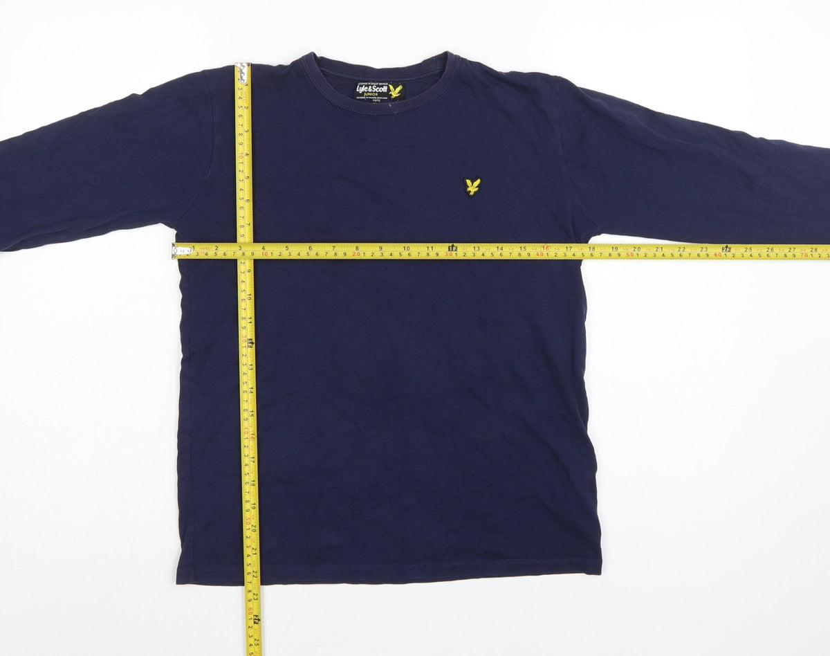 Lyle & Scott Boys Blue 14-15 Years Basic Long Sleeve Logo T-Shirt