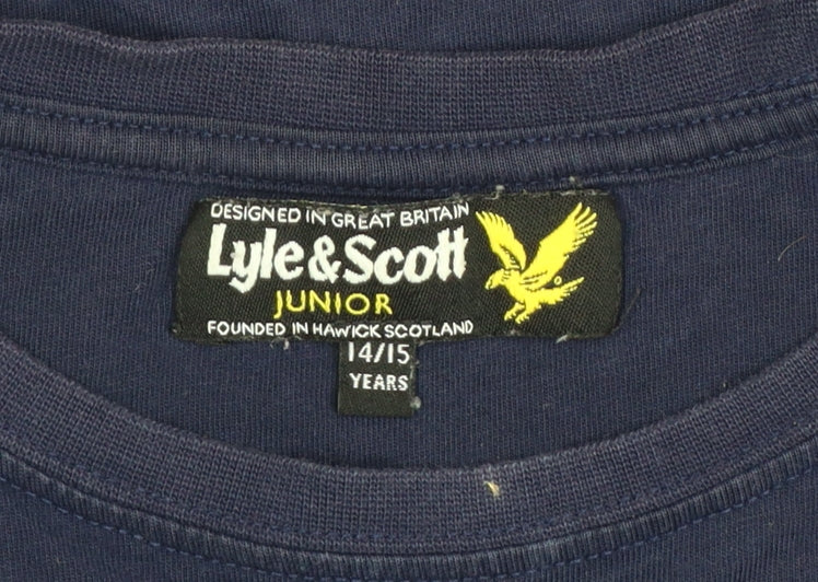 Lyle & Scott Boys Blue 14-15 Years Basic Long Sleeve Logo T-Shirt