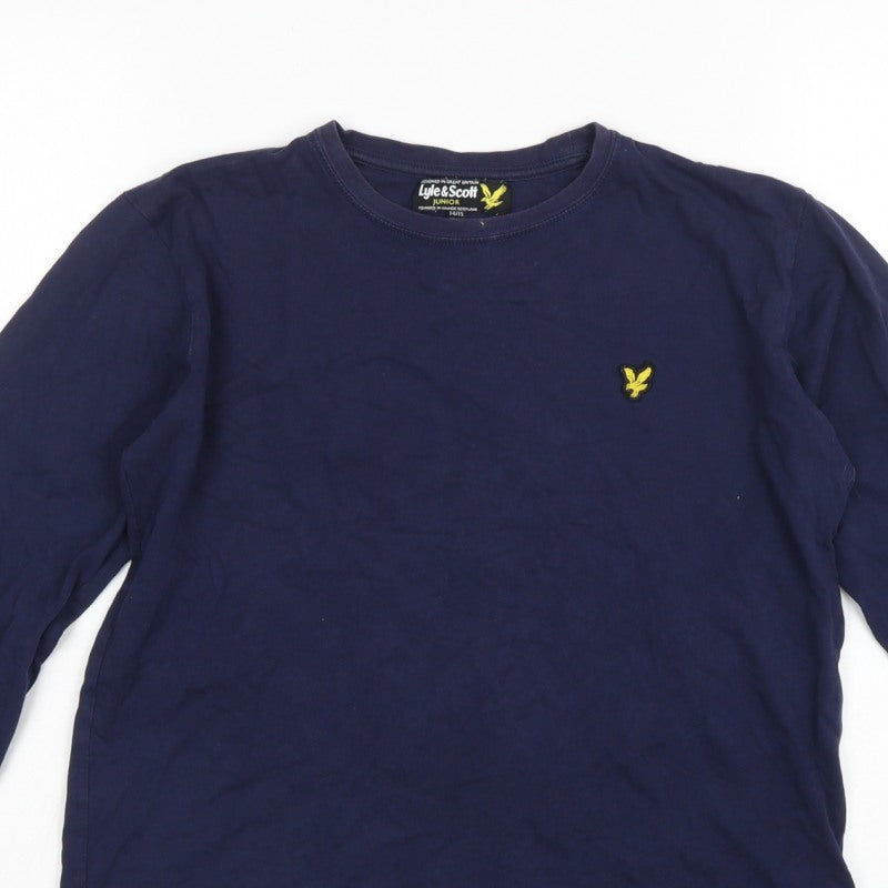 Lyle & Scott Boys Blue 14-15 Years Basic Long Sleeve Logo T-Shirt