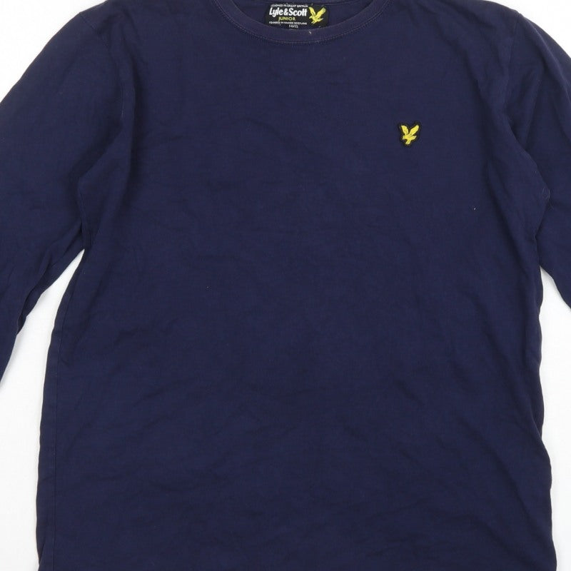 Lyle & Scott Boys Blue 14-15 Years Basic Long Sleeve Logo T-Shirt