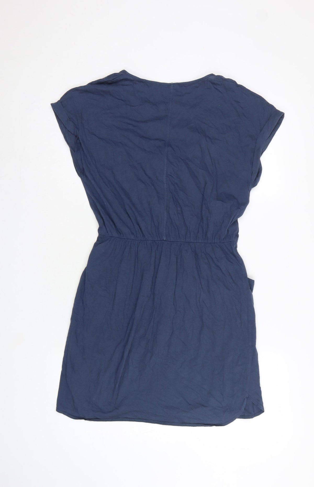 Next Women Blue UK 12 Short Sleeve V-Neck Shift Dress with Pockets