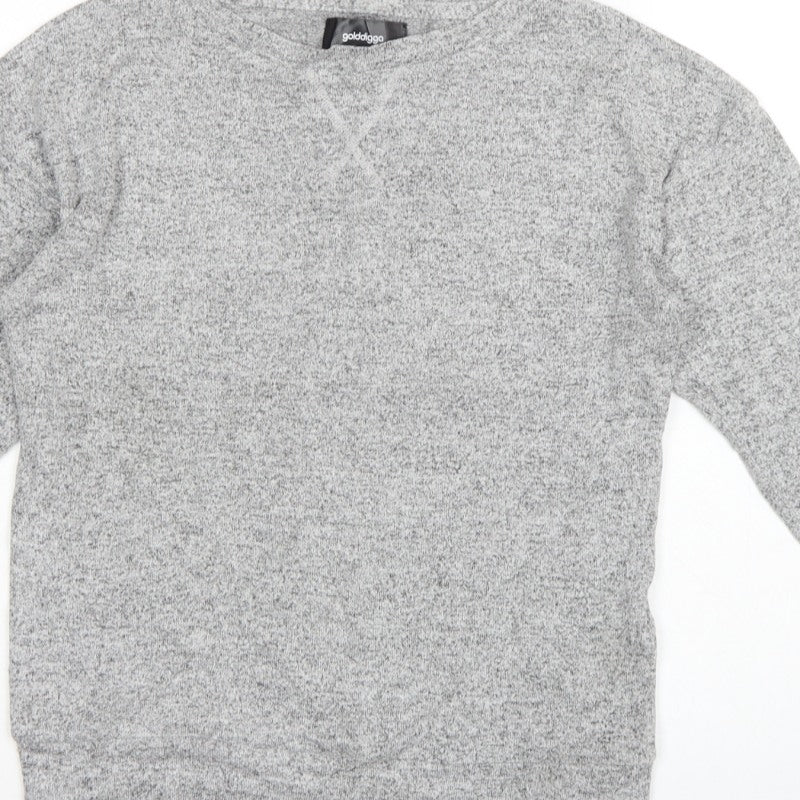 Golddigga Women Grey UK 10 Basic Knit Crew Neck Long Sleeve Top