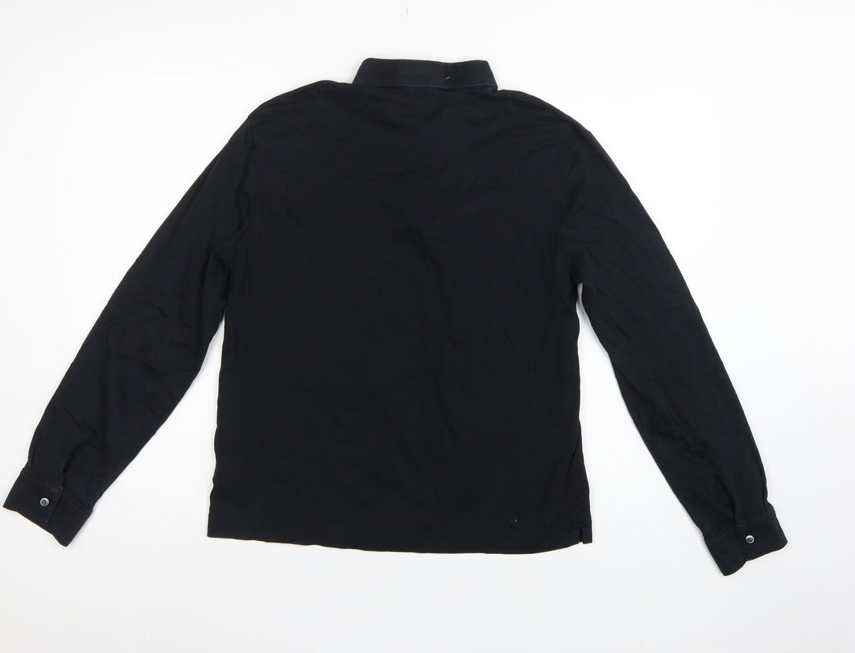 Autograph Men's Black S Long Sleeve Supima Cotton Polo Shirt