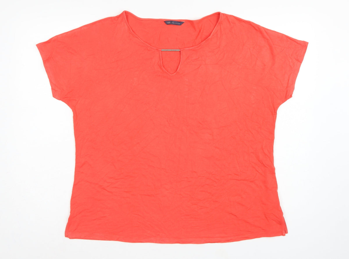 Marks and Spencer Women Red Size 18 Keyhole Stretch Jersey T-Shirt