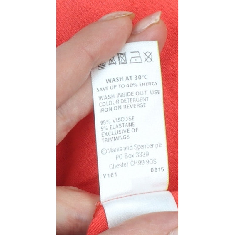 Marks and Spencer Women Red Size 18 Keyhole Stretch Jersey T-Shirt