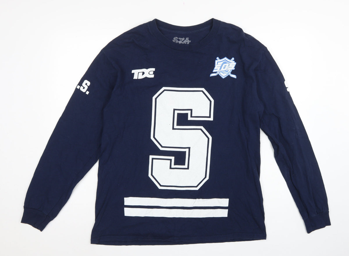 SZA TDE Blue Large Long Sleeve Graphic Sweatshirt Music Logo