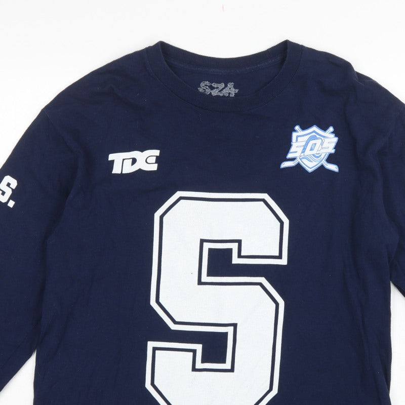SZA TDE Blue Large Long Sleeve Graphic Sweatshirt Music Logo