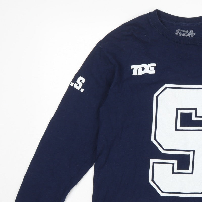 SZA TDE Blue Large Long Sleeve Graphic Sweatshirt Music Logo