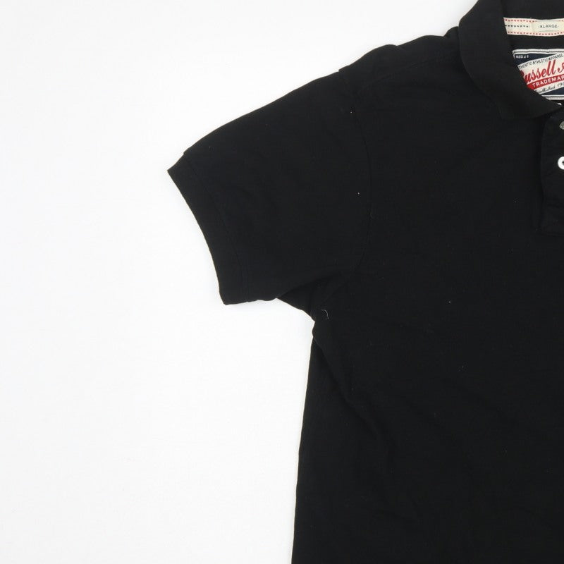 Russell Athletic Men’s Black XL Cotton Embroidered Logo Polo Shirt