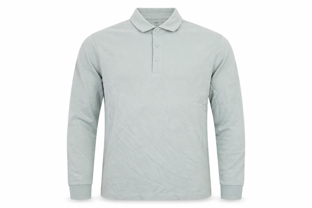 Marks and Spencer Men Green S Regular Fit Long Sleeve Cotton Polo