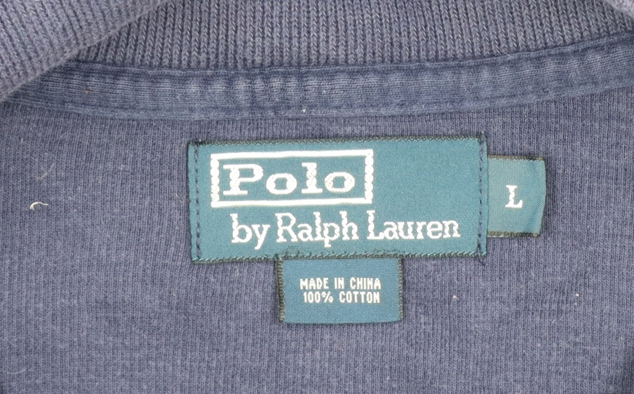 Polo Ralph Lauren Men Blue L 1/4 Zip High Neck Logo Sweatshirt