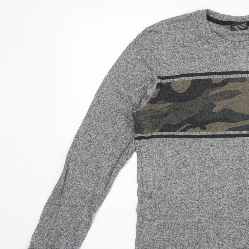 Superdry Men’s Grey M Long Sleeve Camo Logo Crew Neck T-Shirt