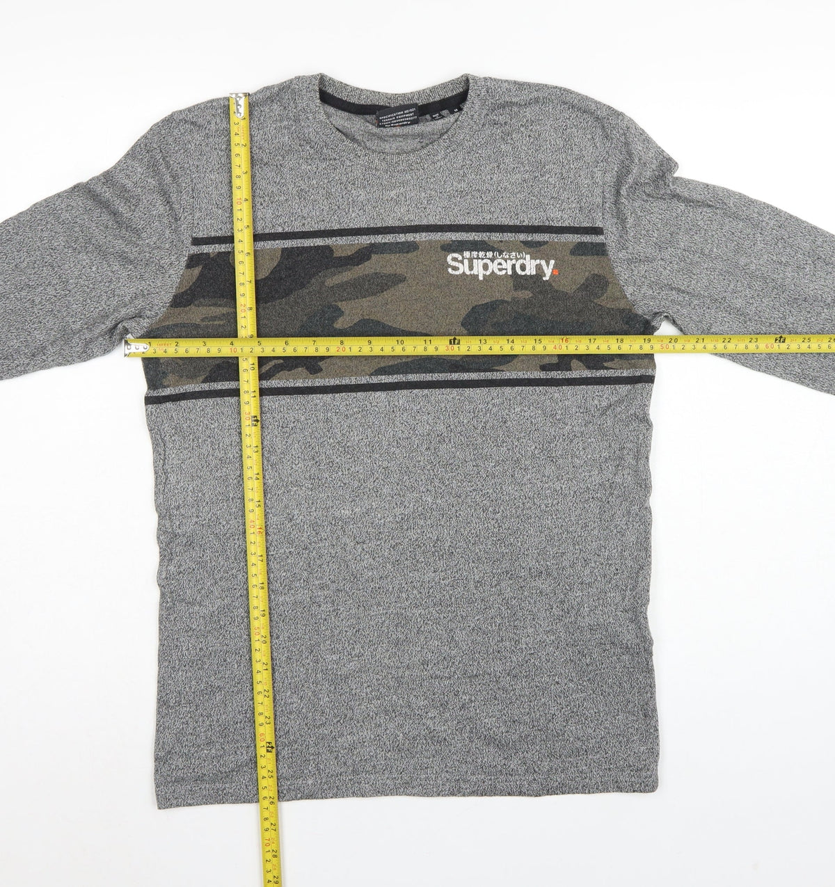 Superdry Men’s Grey M Long Sleeve Camo Logo Crew Neck T-Shirt