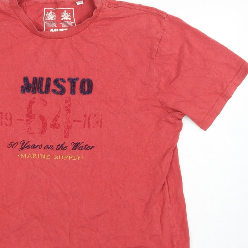 Musto Men’s Red L Nautical Marine Graphic Print Crew Neck T-Shirt